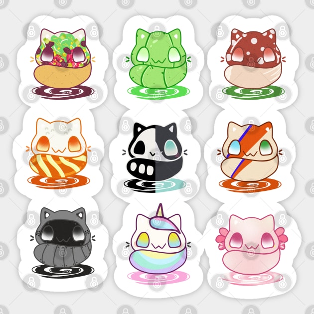 Set of kawaii funny cats real breeds and fantasy cat Sticker by astronauticarte